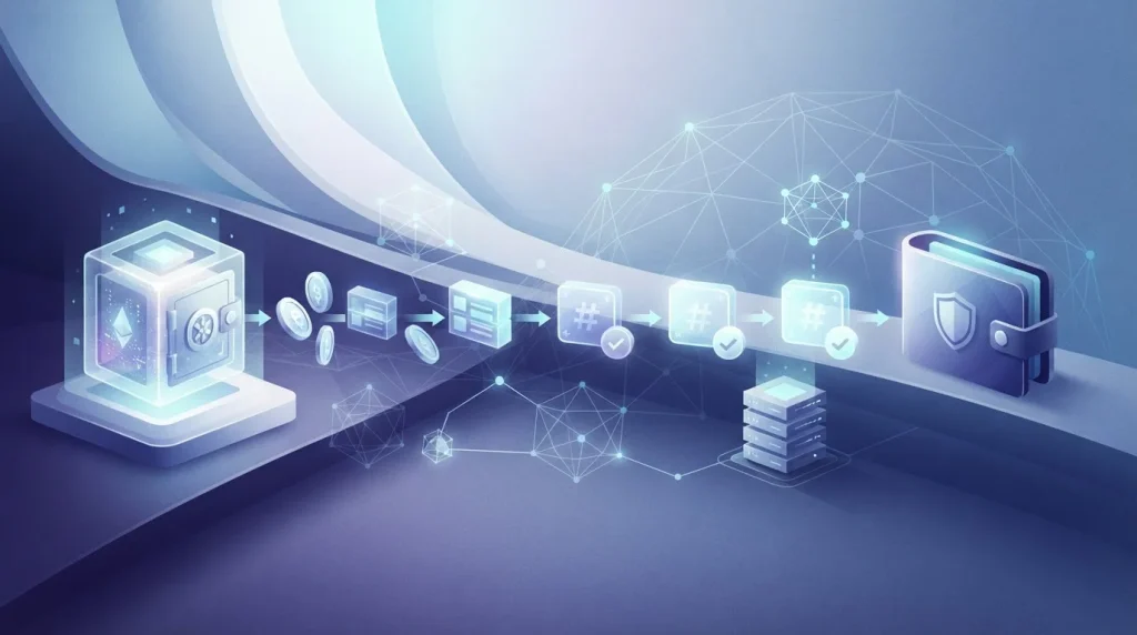 Secure crypto withdrawal moving from a casino balance to a private wallet